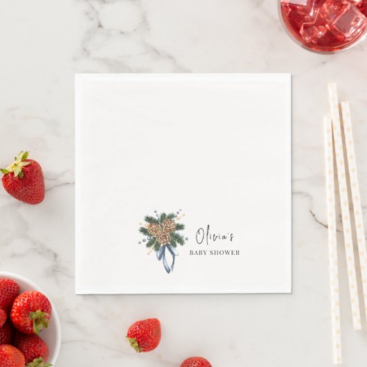 Minimalistisch Winter Kerstkrans Baby shower Servet (Insitu)