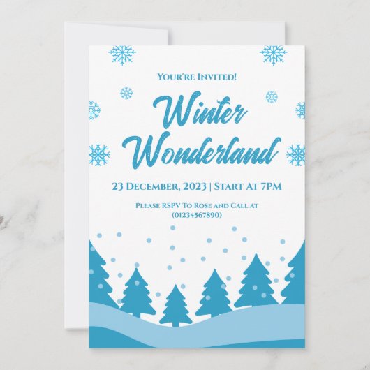 Minimalistisch Winter Wonderland Feest Kaart (Voorkant)