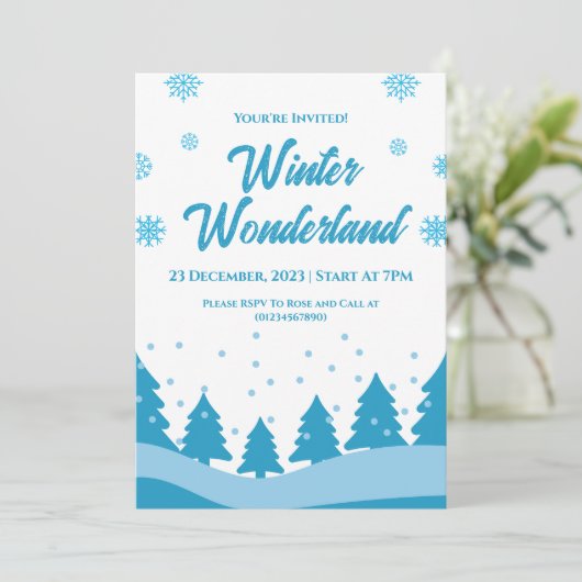 Minimalistisch Winter Wonderland Feest Kaart (Staand voorkant)
