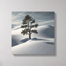 Minimalistisch winterlandschap met een Lone Pine T