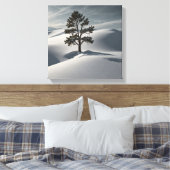 Minimalistisch winterlandschap met een Lone Pine T Canvas Afdruk (Insitu (Slaapkamer))