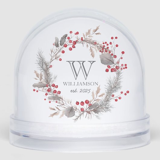 Minimalistisch wintermonogram sneeuwbol (Voorkant)