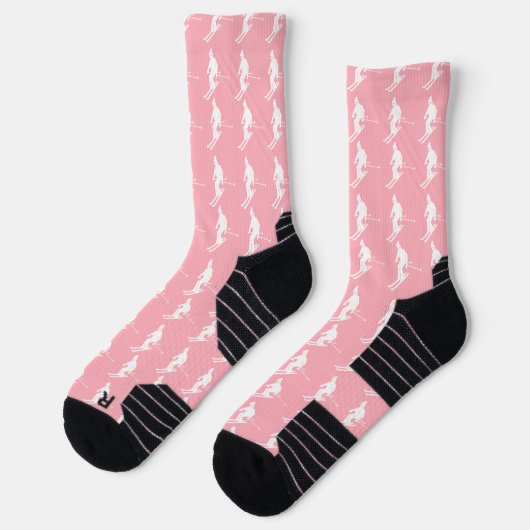Minimalistisch winterpatroon roze wit sokken (Links)