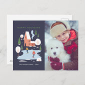 Minimalistisch winters kersttafereel feestdagenkaart (Voorkant / Achterkant)