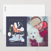 Minimalistisch winters landschap feestdagenkaart (Voorkant / Achterkant)