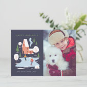 Minimalistisch winters landschaps scène feestdagenkaart (Staand voorkant)