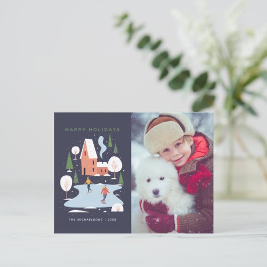 Minimalistisch winters vakantietafereel feestdagenkaart (Staand voorkant)