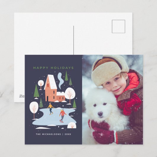 Minimalistisch winters vakantietafereel feestdagenkaart (Voorkant / Achterkant)