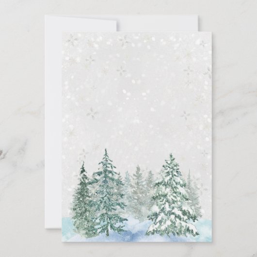 Minimalistisch wintersneeuw Baby shower Kaart (Achterkant)