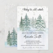 Minimalistisch wintersneeuw Baby shower Kaart (Voorkant / Achterkant)