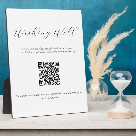 Minimalistisch Wishing Well Sign met QR-code Fotoplaat (Zijkant)