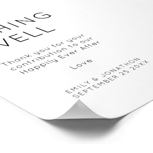 Minimalistisch Wishing Well Trouwbord Poster (Hoek)