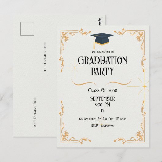 Minimalistisch wit Afstuderen Briefkaart (Voorkant / Achterkant)