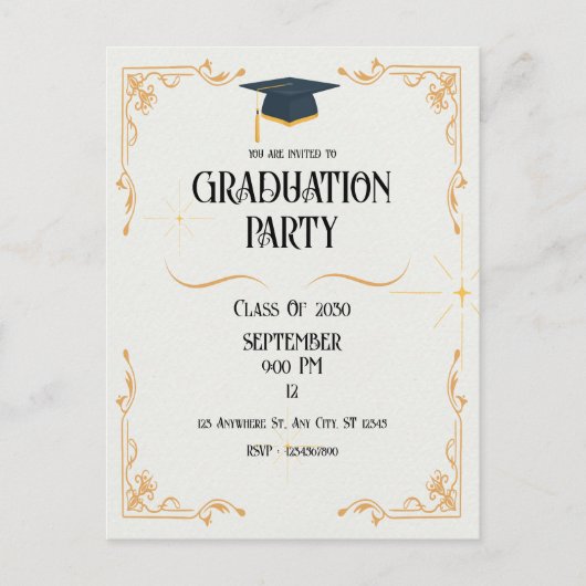 Minimalistisch wit Afstuderen Briefkaart (Voorkant)