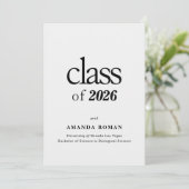 Minimalistisch wit Afstuderen met foto Kaart (Staand voorkant)