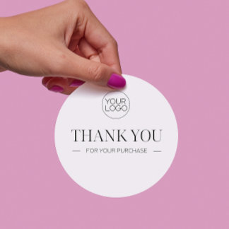 Minimalistisch Wit Bedankt Custom Logo Round Busin Ronde Sticker