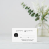 Minimalistisch wit bedrijf Next Appointment Card Visitekaartje (Staand voorkant)