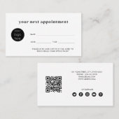 Minimalistisch wit bedrijf Next Appointment Card Visitekaartje (Voorkant / Achterkant)
