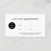Minimalistisch wit bedrijf Next Appointment Card Visitekaartje (Voorkant)