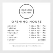 Minimalistisch wit bedrijfslogo openingstijden raamsticker (Vel)