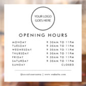 Minimalistisch wit bedrijfslogo openingstijden raamsticker (Vel 2)