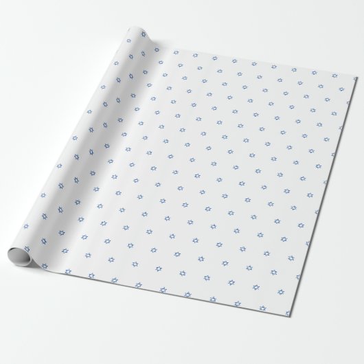 Minimalistisch wit blauw Magen David patroon moder Cadeaupapier (Uitgerold)