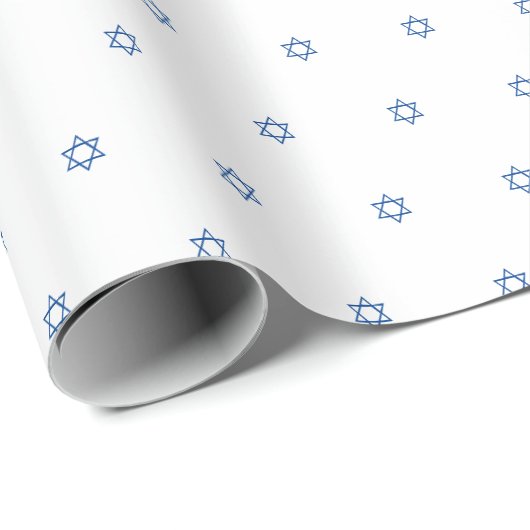 Minimalistisch wit blauw Magen David patroon moder Cadeaupapier (Rol Hoek)