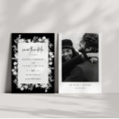 Minimalistisch wit bloemen opslaan van de datum fo kaart