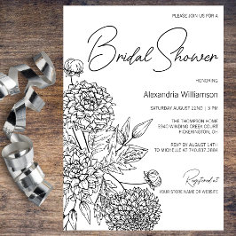 Minimalistisch wit bloemenboeket Vrijgezellenfeest Kaart