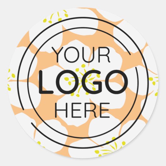 Minimalistisch wit bloemmotief ronde sticker (Voorkant)