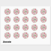 Minimalistisch wit bloemmotief ronde sticker (Vel)