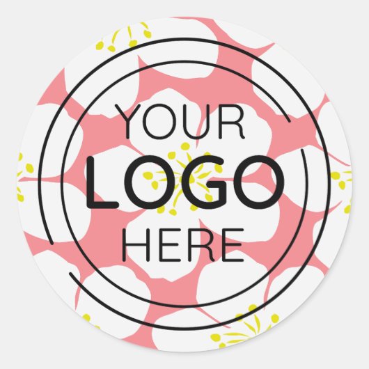 Minimalistisch wit bloemmotief ronde sticker (Voorkant)