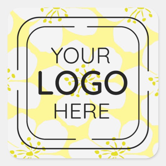 Minimalistisch wit bloemmotief vierkante sticker (Voorkant)
