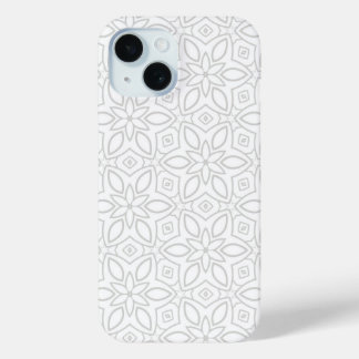 Minimalistisch wit bloempatroon iPhone 15 Pro Max  Case