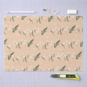 Minimalistisch wit bloempatroon op neutraal tissuepapier (Craft)