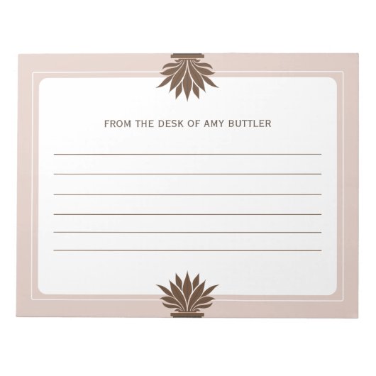 Minimalistisch wit bruin vanaf het bureau van notitieblok (Voorkant)