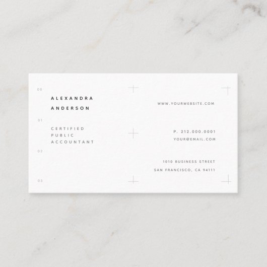 Minimalistisch wit CPA Professional Visitekaartje (Voorkant)