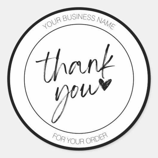 Minimalistisch Wit Dank u Borstel Hart Custom Ronde Sticker (Voorkant)