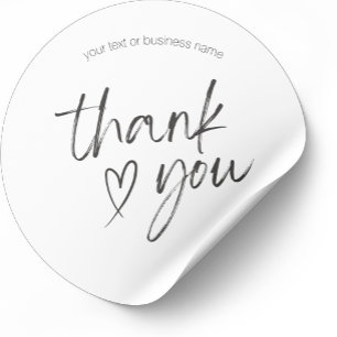 Minimalistisch Wit Dank u met Hart Brushstroke Ronde Sticker