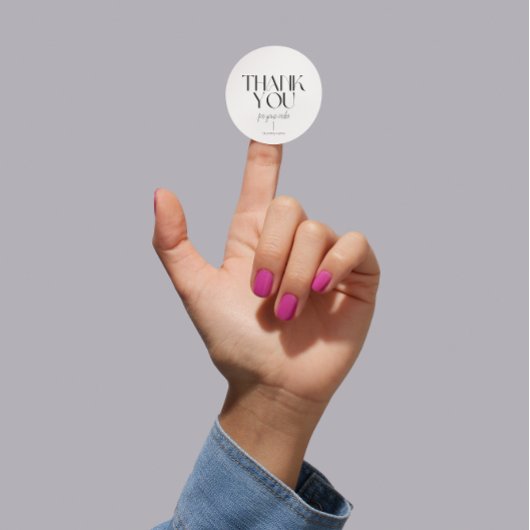 Minimalistisch wit dank u ronde Sticker