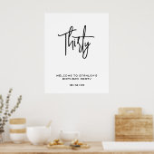 Minimalistisch wit dertig verjaardag welkomstbord poster (Keuken)