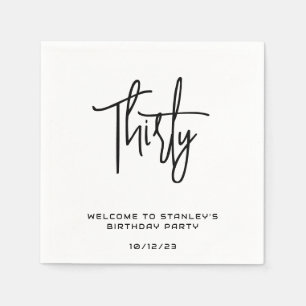 Minimalistisch wit dertig verjaardagsfeest servet