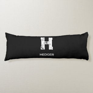 MINIMALISTISCH WIT EEN LETTER MONOGRAM NAAM ZWART LICHAAMSKUSSEN