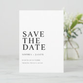 Minimalistisch Wit Eenvoudig Bruiloft Save the Dat Date (Staand voorkant)