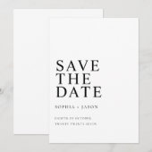 Minimalistisch Wit Eenvoudig Bruiloft Save the Dat Date (Voorkant / Achterkant)