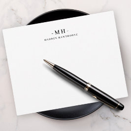 Minimalistisch Wit Eenvoudig Elegant Monogram Init Notitiekaartje