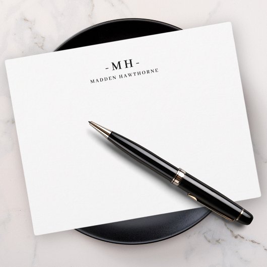 Minimalistisch Wit Eenvoudig Elegant Monogram Init Notitiekaartje