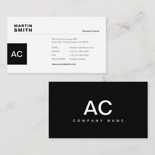 minimalistisch, wit, eenvoudig, professioneel, boh visitekaartje (Voorkant / Achterkant)