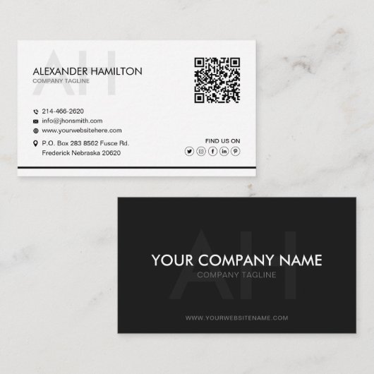 minimalistisch, wit, eenvoudig, professioneel, boh visitekaartje (Voorkant / Achterkant)