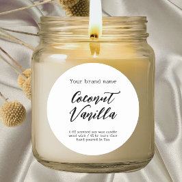 Minimalistisch wit eenvoudig verpakkingskaarsetike ronde sticker